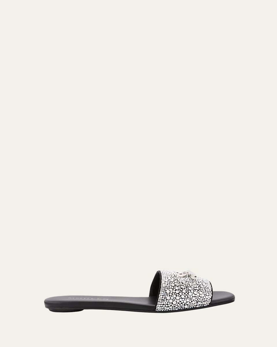 Crystal Bar Flat Slide Sandals